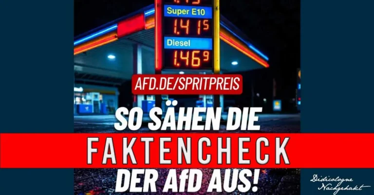 Das AfD Spritpreis Versprechen klingt verlockend – 1,45 € pro Liter, wenn man nur ein paar Steuern streicht. Wir schauen, was davon übrig bleibt.