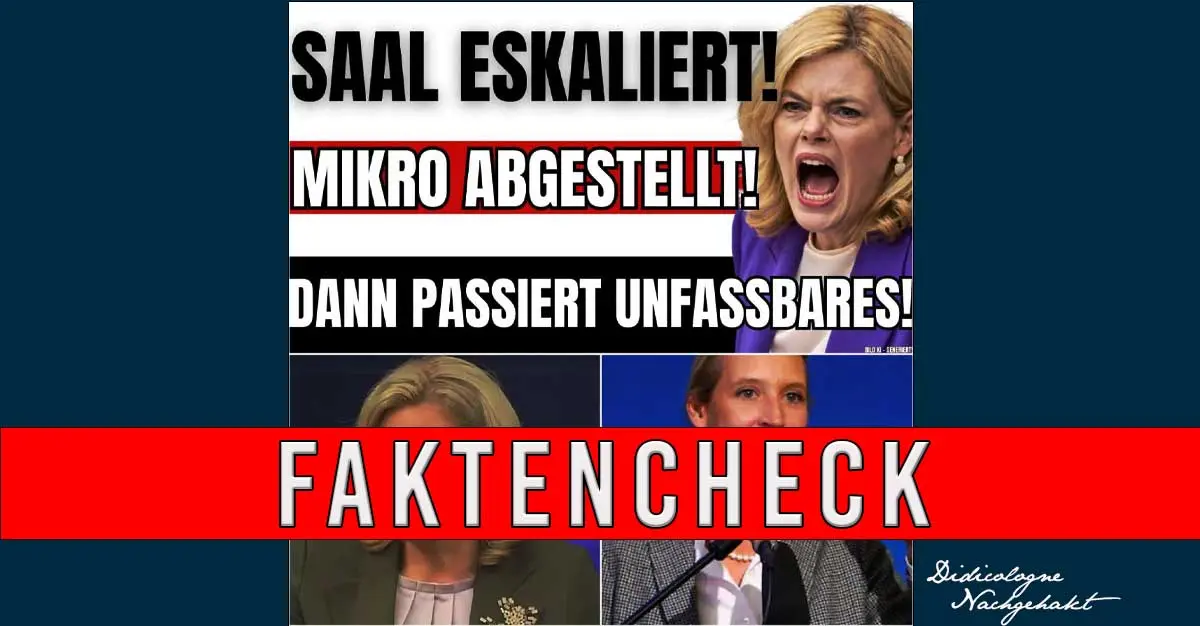 Clickbait-Collage mit Alice Weidel und Julia Klöckner, Behauptung über eskalierten Bundestag - Fake-Analyse
