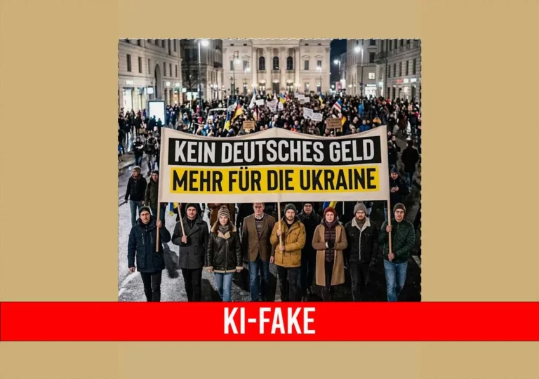 KI-generiertes Midjourney-Bild zeigt gefälschte Demonstration gegen Ukraine-Hilfe