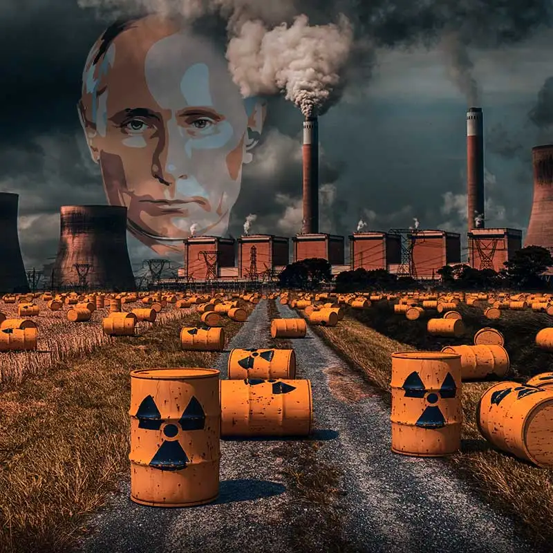 Symbolbild: Radioaktive Fässer und Industrieanlage – Rosatom als politisches Sicherheitsrisiko in Deutschland