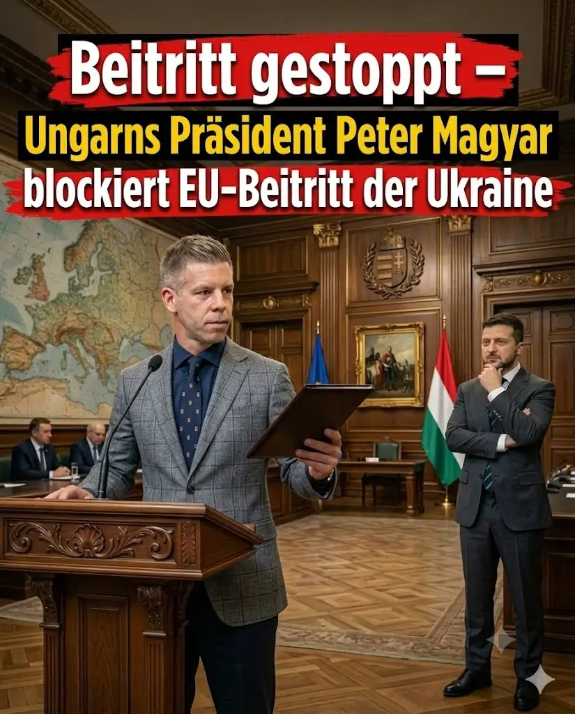 Sharepic mit KI-Symbolbild – angeblich Peter Magyar blockiert EU-Beitritt der Ukraine