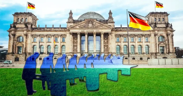 Schattengestalten vor dem Reichstag – Symbolbild für die geheime AfD-Chatgruppe „Operation Filibuster"
