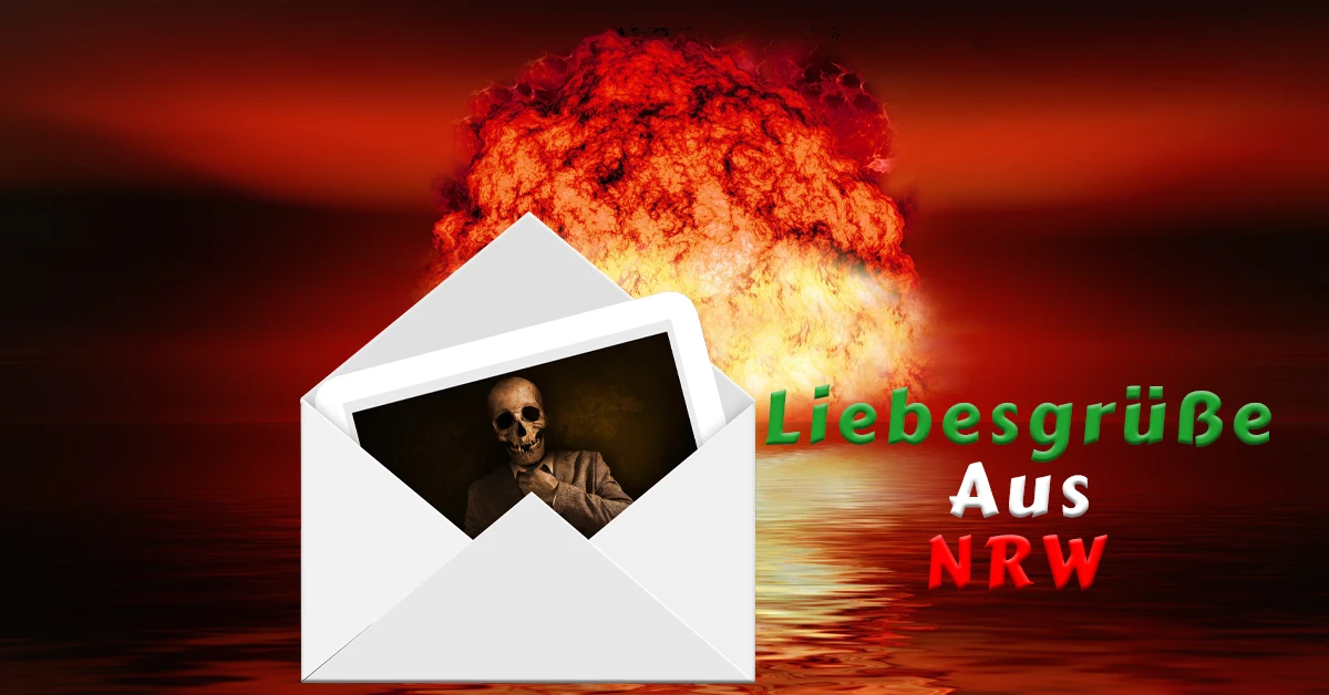 Brief mit Totenschädel und Atompilz — Symbolbild für AfD-internen Friedensbrief NRW