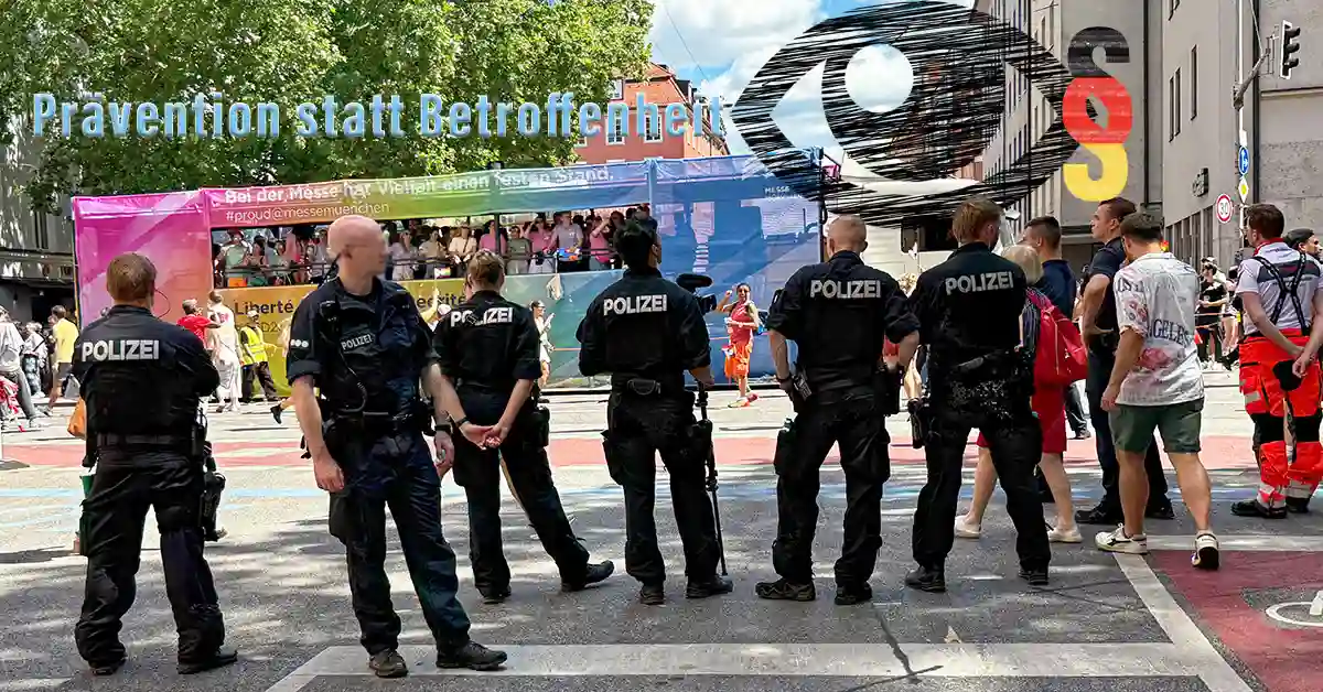 Polizeibeamte sichern die CSD-Parade München 2025 – Symbolbild: Prävention statt Betroffenheit nach dem Berliner CSD-Anschlag 2026