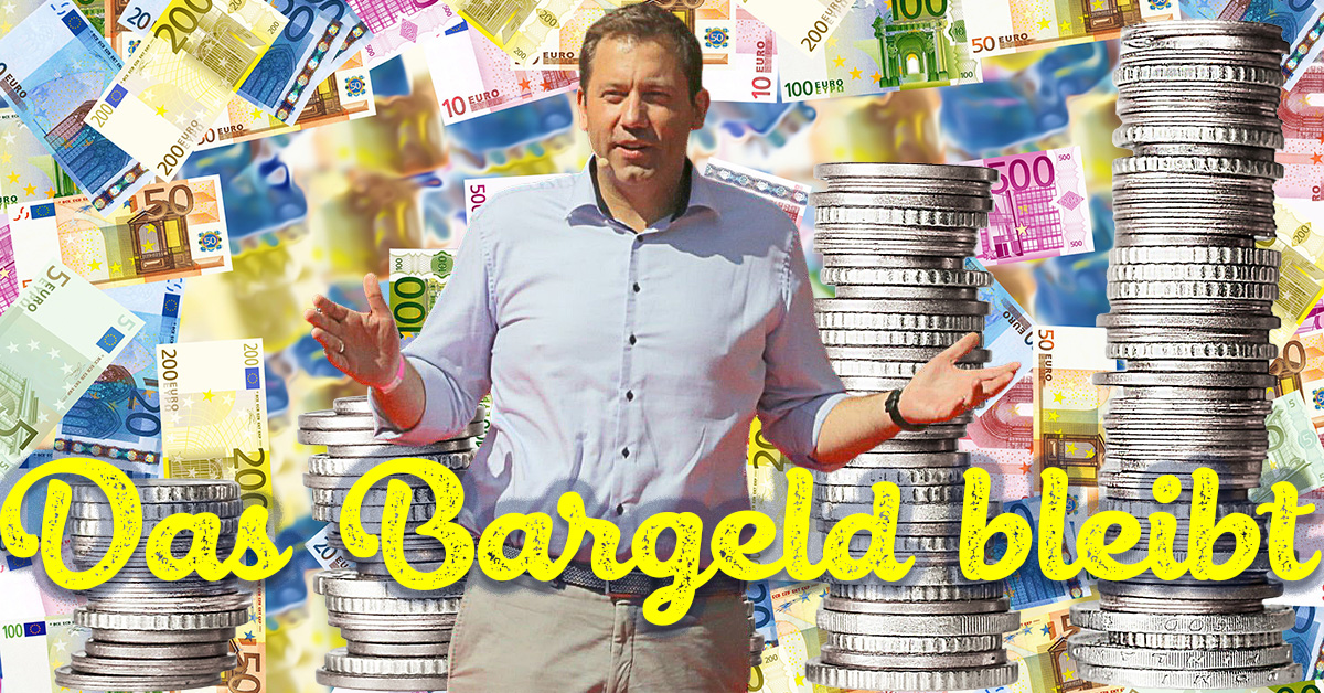 Lars Klingbeil mit Text „Das Bargeld bleibt“ – visuelles Fazit zum Faktencheck über die angebliche Bargeld-Meldepflicht