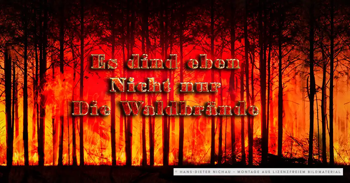 Brennender Wald mit rotem Feuerhimmel – Symbolbild Klimawandel und Hitzefolgen Europa 2026