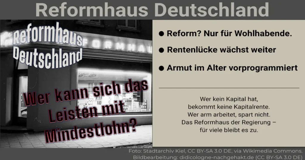 Historisches Reformhaus in Kiel bei Nacht – Symbol für Reformen, die nicht alle erreichen