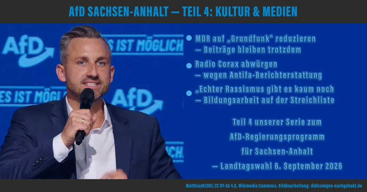 AfD Sachsen-Anhalt Kulturpolitik: MDR-Grundfunk, Radio Corax, Bildungskahlschlag