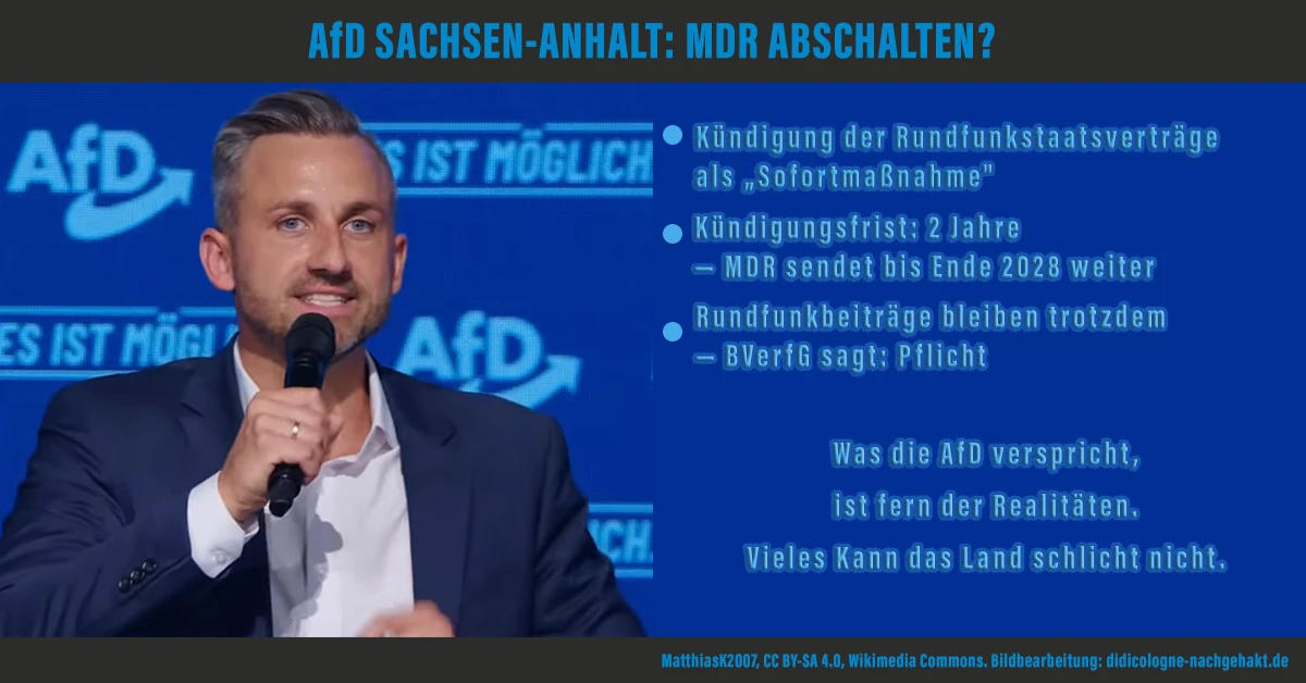 AfD Sachsen-Anhalt: MDR-Kündigung als Sofortmaßnahme — Kündigungsfrist 2 Jahre, BVerfG sagt Pflicht
