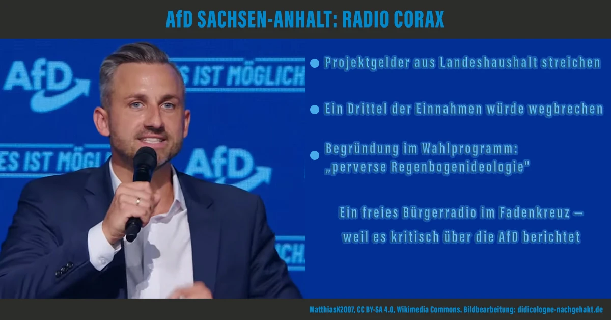 AfD Sachsen-Anhalt: Radio Corax — Projektgelder streichen, ein Drittel der Einnahmen weg