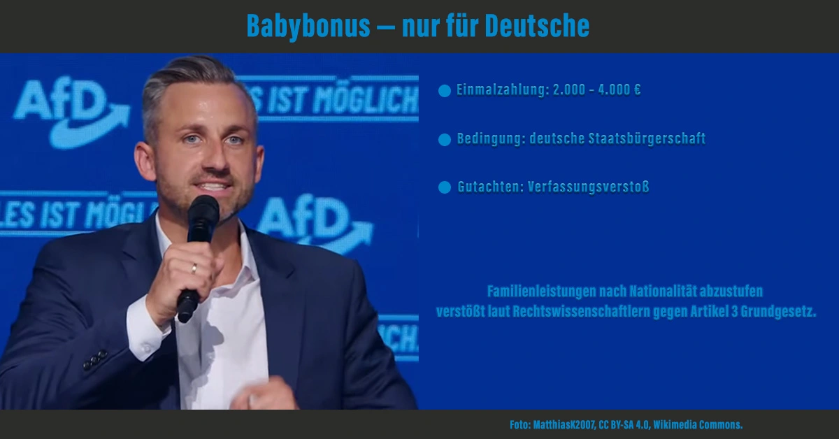Ulrich Siegmund (AfD); Babybonus 2.000–4.000 € nur bei dt. Staatsbürgerschaft — laut Gutachten Verfassungsverstoß