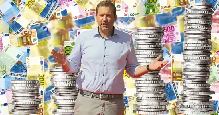 SPD-Chef Lars Klingbeil umgeben von Euro-Scheinen und Münzen – Faktencheck zur Bargeld-Kassenpflicht und Falschinformation