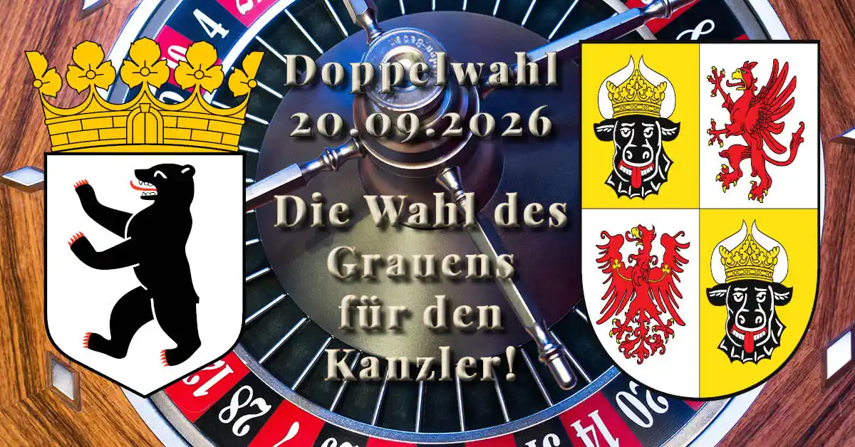 Wahlkabinen symbolisieren die Doppelwahl in Berlin und Mecklenburg-Vorpommern am 20. September 2026.